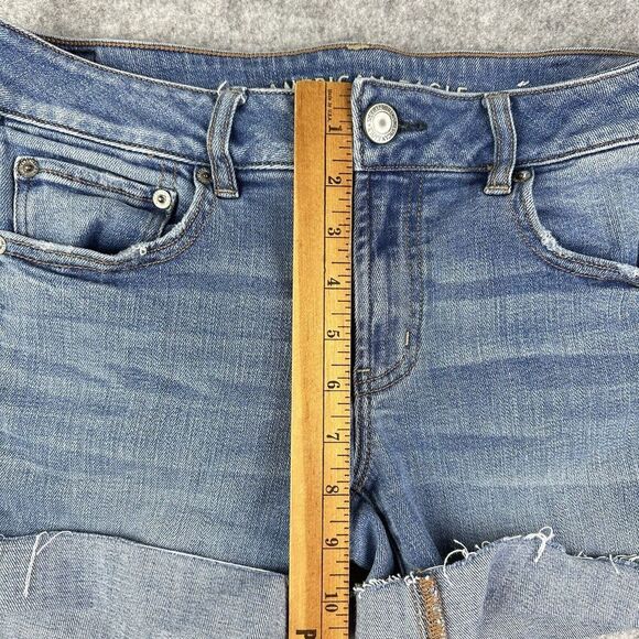 American Eagle Jean Shorts Womens 8 Blue Medium Wash Cut Off Favorite Boyfriend* - Picture 7 of 12